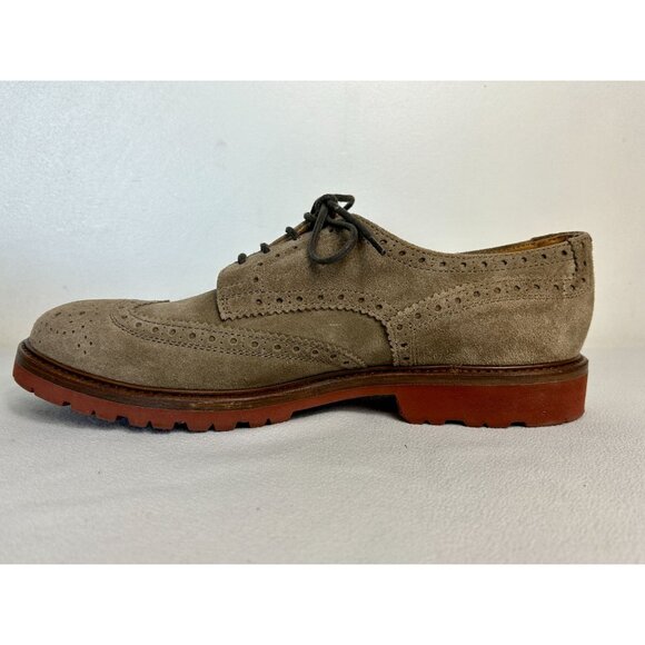 Brunello Cucinelli Italy Suede Lug Sole Brogue Wingtip Beige Brown - Sz 10.5 - Picture 3 of 10